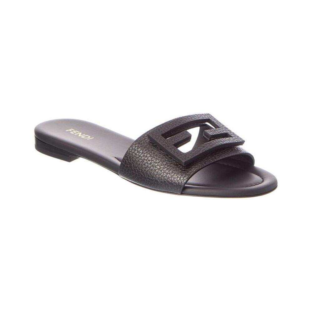 Fendi Tube Leather Sandal, Black